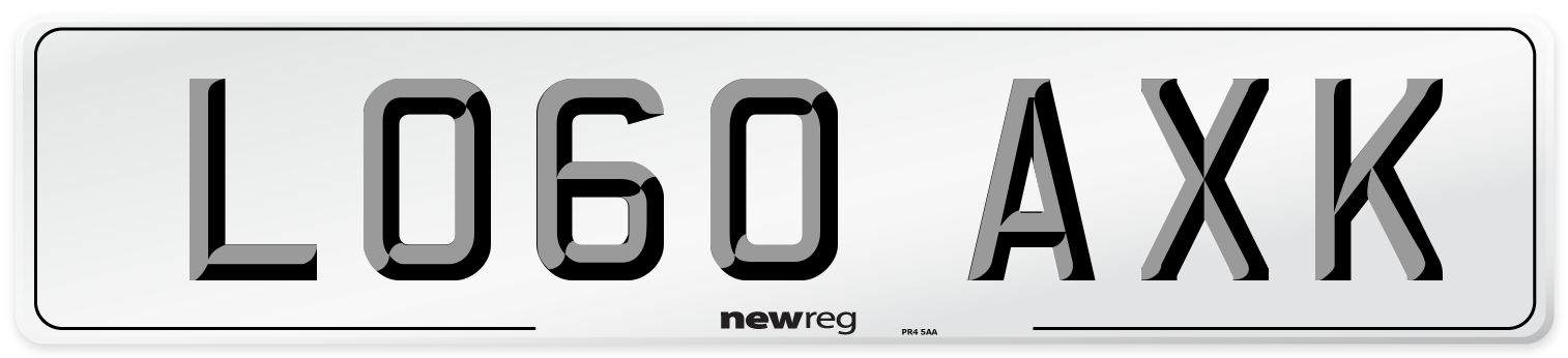 LO60 AXK Number Plate from New Reg